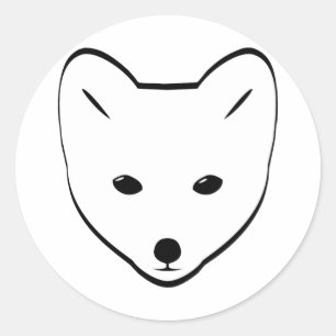 Sticker Rond Tête de renard arctique