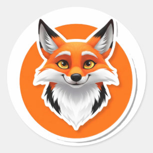 Sticker Rond Tête de renard vibrant