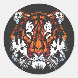Sticker Rond Tête de tigre