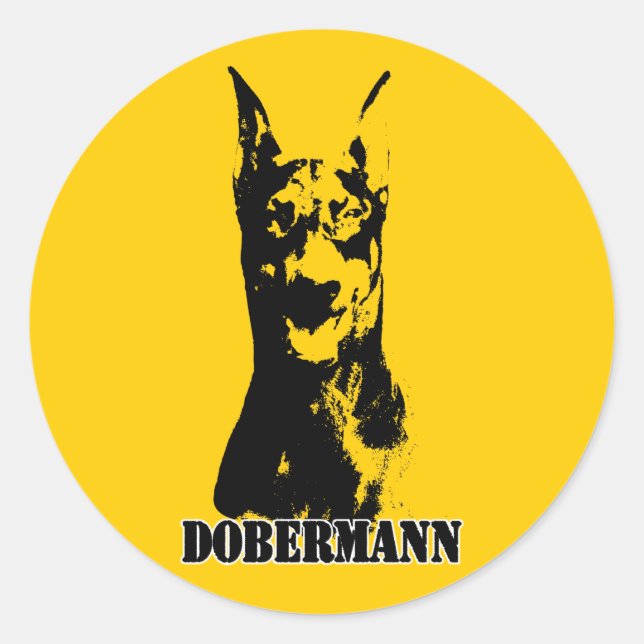 Sticker Rond Tête Dobermann (Devant)
