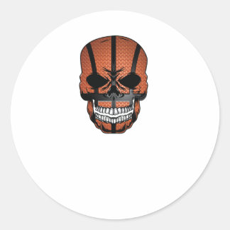 Sticker Rond Tête du crâne de basket-ball effrayant