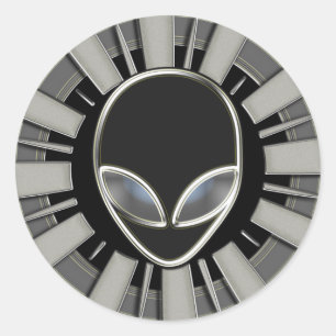 Sticker Rond Tête extra-terrestre