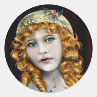Sticker Rond Tête rouge fille, visage victorien