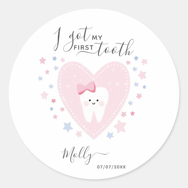 Sticker Rond Tething personnalisé Date de début Baby Girl Stick (Devant)