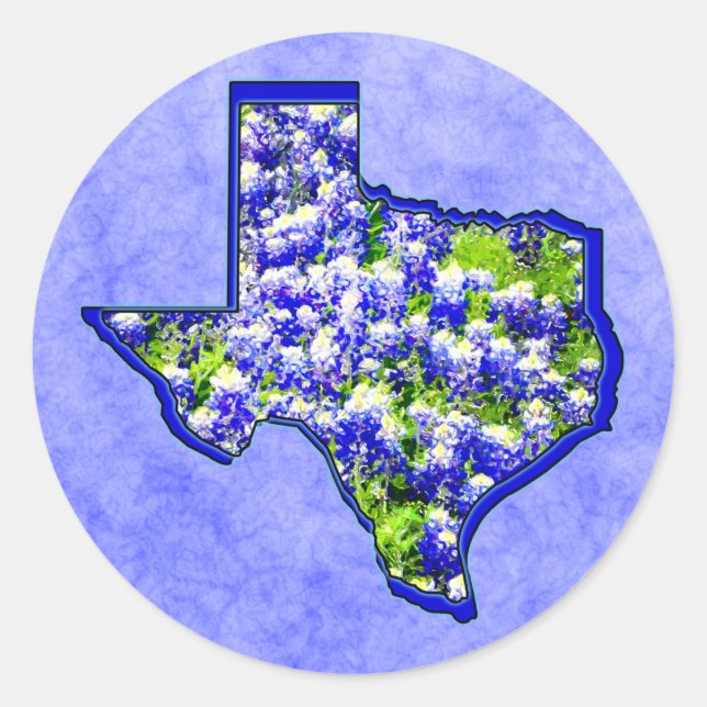 STICKER ROND TEXAS BLUEBONNETS (Devant)