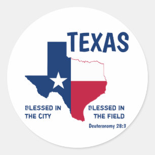 Sticker Rond TEXAS Écriture chrétienne béni