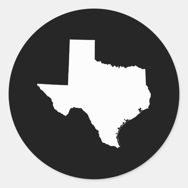 Sticker Rond Texas en blanc et noir (Devant)