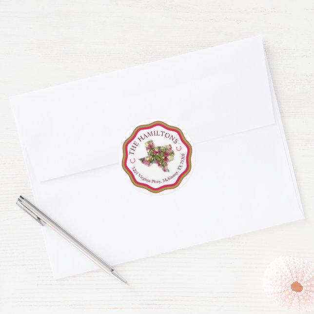 Sticker Rond Texas Flowers Adresse de retour (Enveloppe)