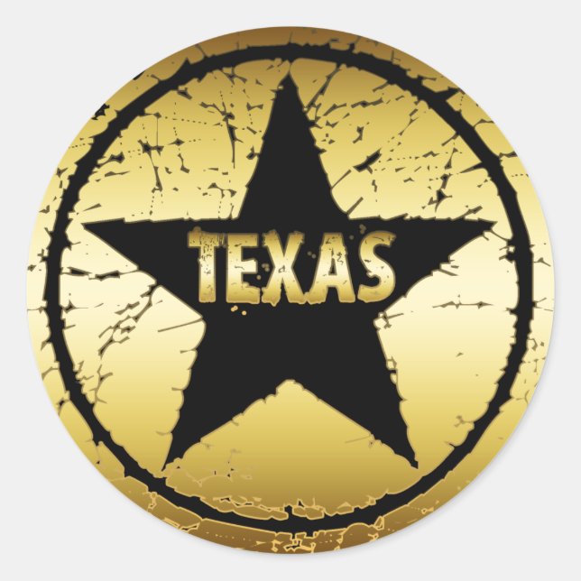 STICKER ROND TEXAS GRUNGE STYLE STAR (Devant)