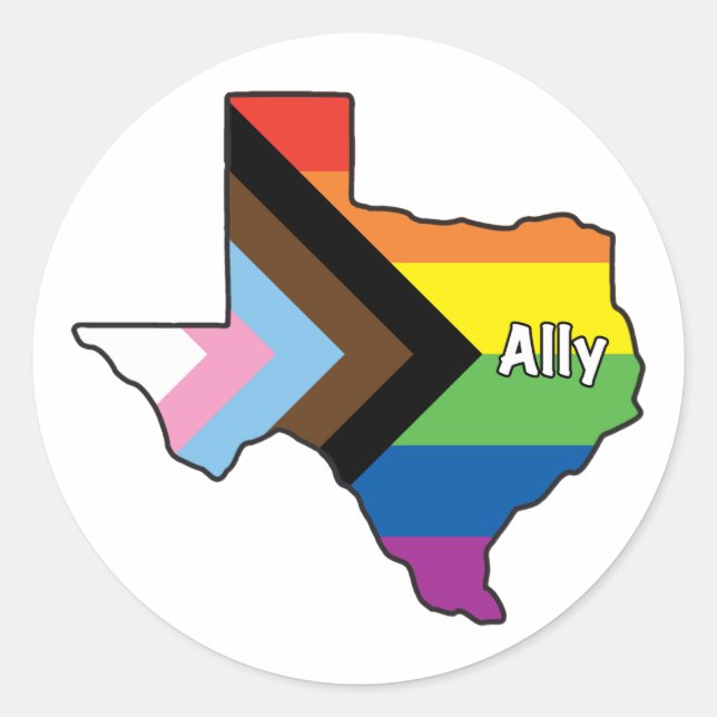 Sticker Rond Texas Pride Ally (Devant)