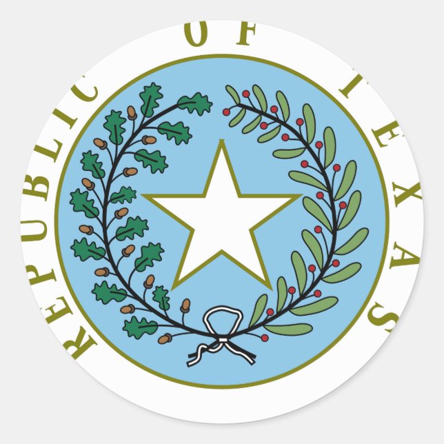 Sticker Rond Texas (République du Texas Couleur du phoque) (Devant)