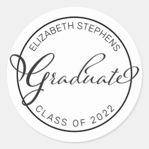 Sticker Rond Texte classique simple Texte Gradué Blanc   Noir