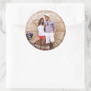 Sticker Rond Texte de Cercle Minimaliste Simple Photo de Date d
