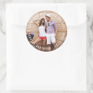 Sticker Rond Texte de Cercle Minimaliste Simple Photo de Date d