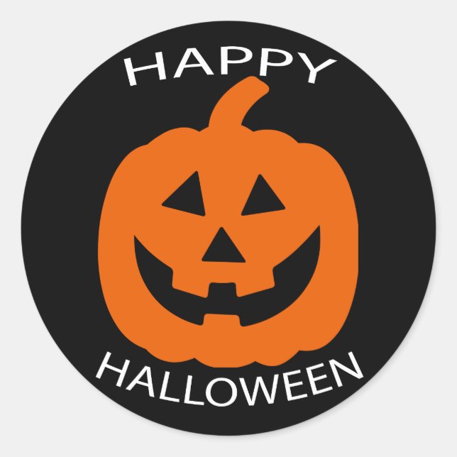 Sticker Rond Texte de courbe Jack-O-Lantern Halloween heureux s (Devant)