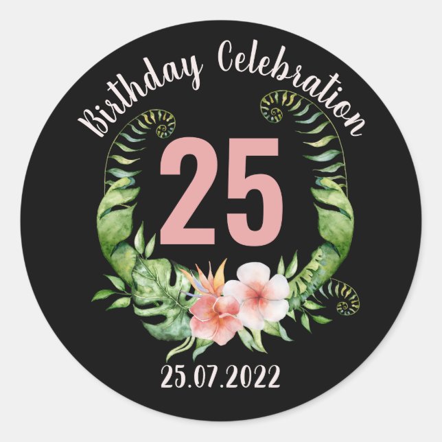Sticker Rond Texte de la fête du 25e anniversaire (Devant)