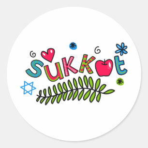 Sticker Rond Texte de la fête juive de Sukkot