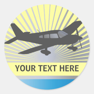 Sticker Rond Texte de la Personnaliser - Avion de basse aile