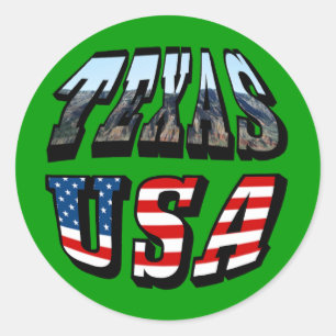 Sticker Rond Texte de l'image et de l'indicateur du Texas