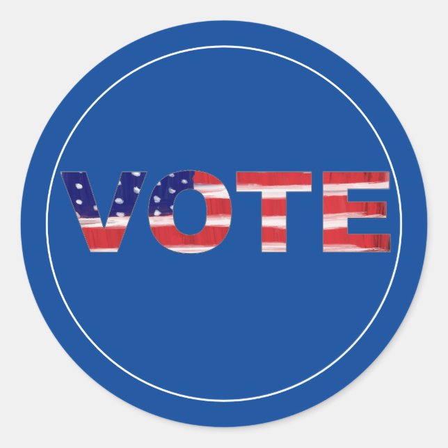 Sticker Rond Texte de vote en couleurs de drapeau (Devant)