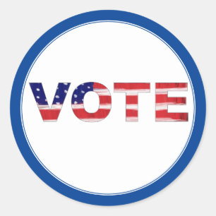 Sticker Rond Texte de vote en couleurs de drapeau bleu