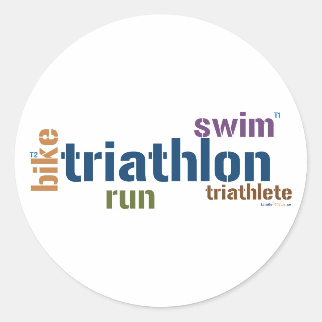 Sticker Rond Texte du triathlon (Devant)