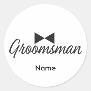 Sticker Rond Texte Groomsman et cravate Bow