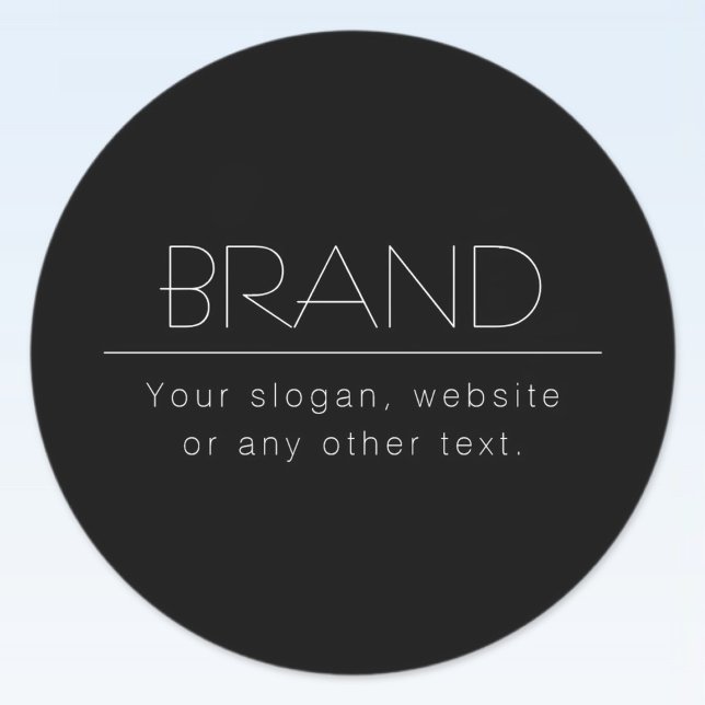 Sticker Rond Texte modifiable minimaliste moderne | Noir & Blan (Créateur téléchargé)