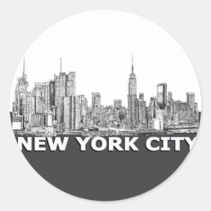 Sticker Rond Texte monochrome NYC