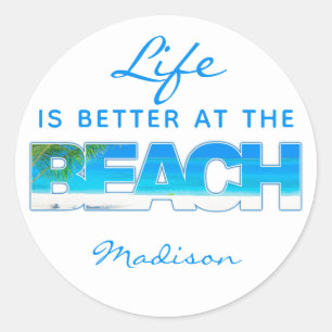 Sticker Rond Texte personnalisé BEACH