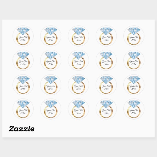 Sticker Rond Texte personnalisé de l'anneau de Mariage de diama (Feuille)