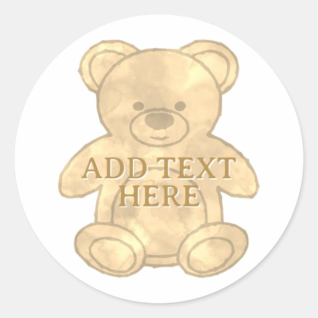 Sticker Rond Texte personnalisé de l'ours en peluche (Devant)