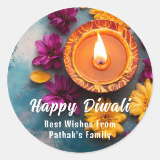Sticker Rond Texte personnalisé, Délice de Diwali