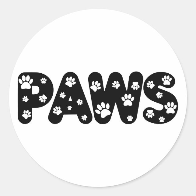 Sticker Rond Texte personnalisé des pattes de chien (Devant)