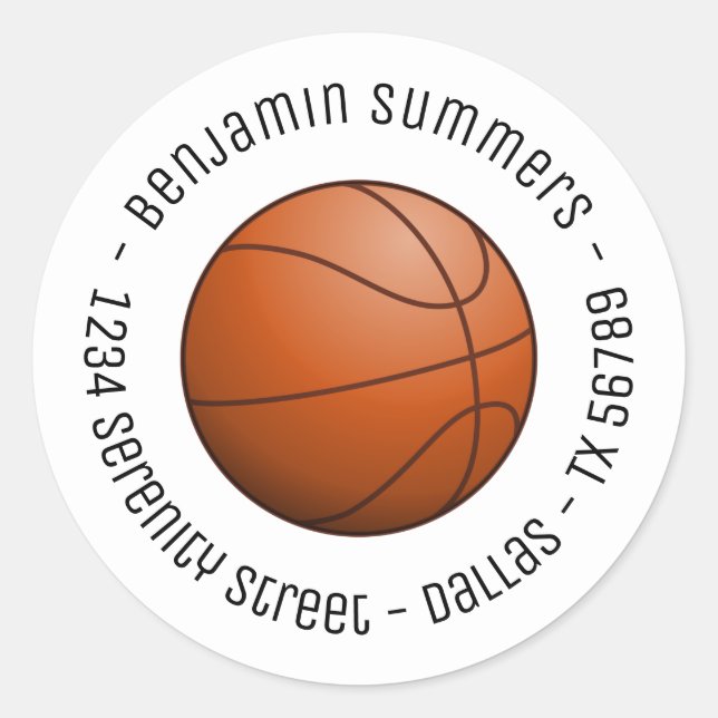Sticker Rond Texte personnalisé du ballon de basket (Devant)