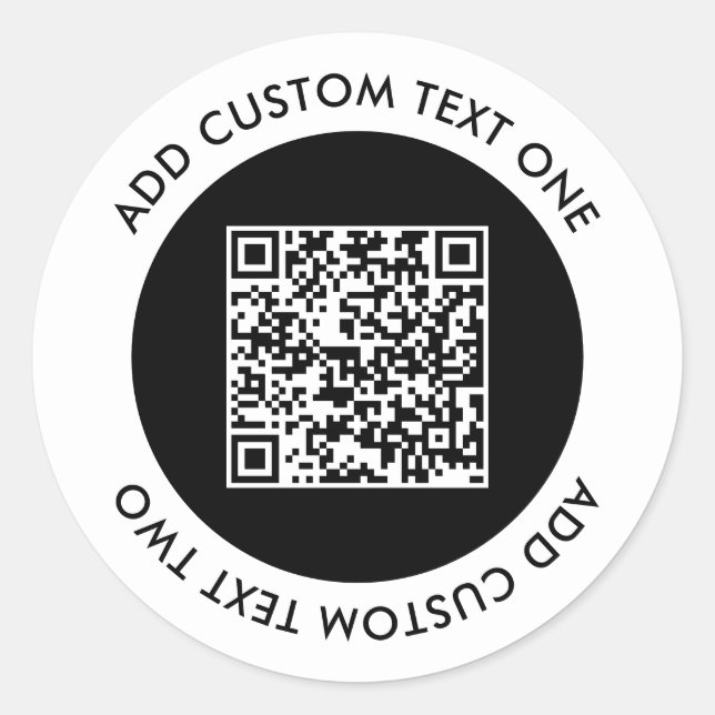 Sticker Rond Texte personnalisé du code QR simple d'entreprise (Devant)