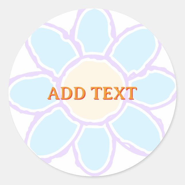 Sticker Rond Texte personnalisé du dessin de fleur (Devant)