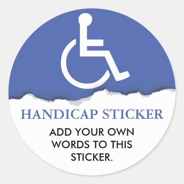 Sticker Rond Texte personnalisé du symbole Handicap (Devant)