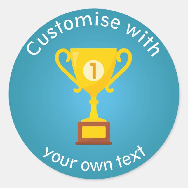 Sticker Rond Texte personnalisé du trophée de la première place (Devant)