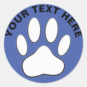 Sticker Rond Texte personnalisé Empreinte de patte blanc
