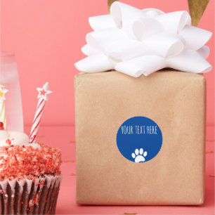 Sticker Rond Texte personnalisé Empreinte de patte de chien ble