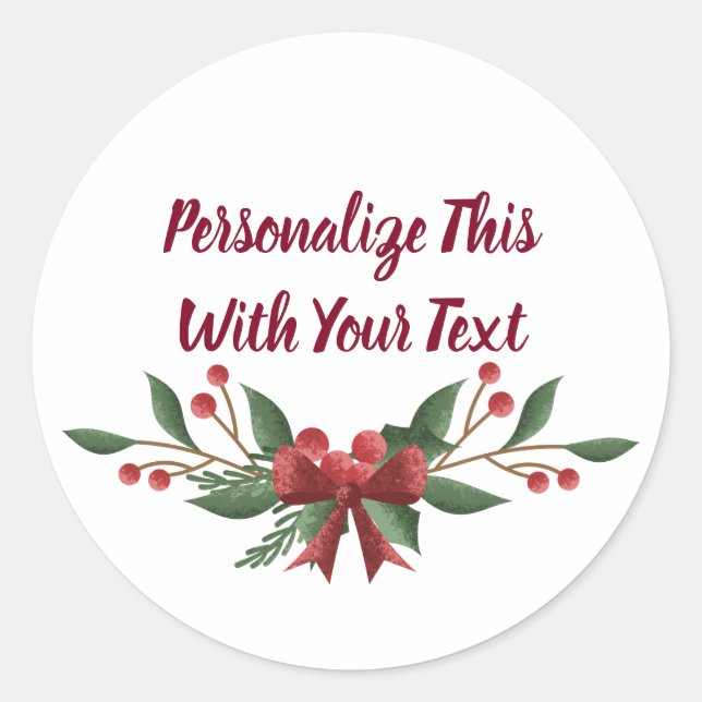 Sticker Rond Texte personnalisé Holly et Berry Noël (Devant)