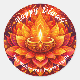 Sticker Rond Texte personnalisé, Joyeux Diwali