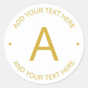 Sticker Rond Texte personnalisé simple et moderne   Or et blanc