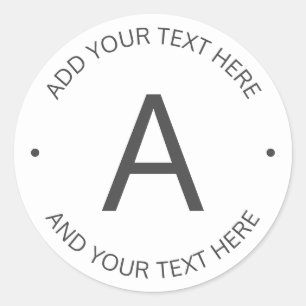 Sticker Rond Texte simple et personnalisable   Blanc et gris