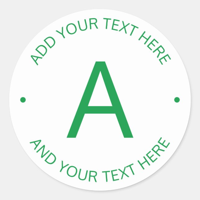 Sticker Rond Texte simple et personnalisable | Vert et blanc (Devant)