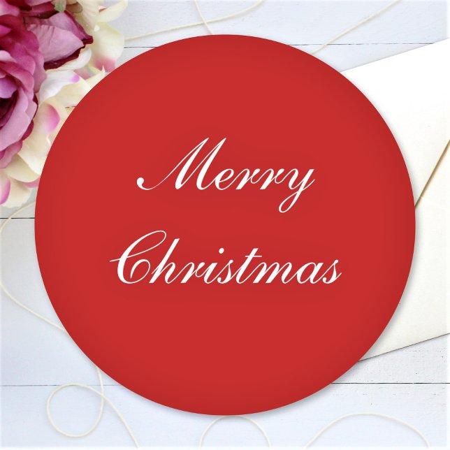 Sticker Rond Texte simple rouge chic pour Joyeux Noël (Créateur téléchargé)