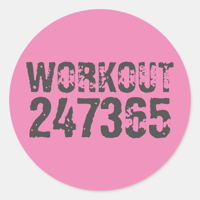 Sticker Rond Texte usé et rayé Workout 247365 rose (Devant)