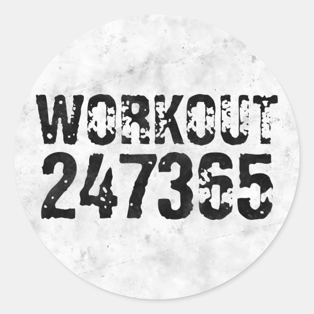 Sticker Rond Texte usé et rayé Workout 247365 rustique (Devant)