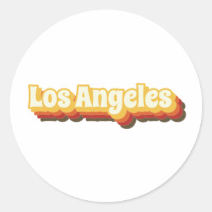 Sticker Rond Texte Vintage Los Angeles Retro